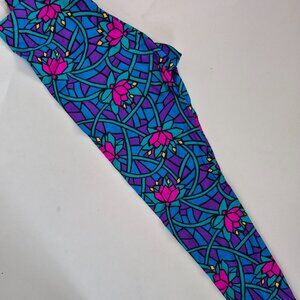 Vintage 80's Gilda Marx CA Style Aerobics Dance bright Print Leggings Size S;